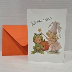 Vintage Current Inc Teenie Halloweenies Card Morehead Frog Princess Pumpkin